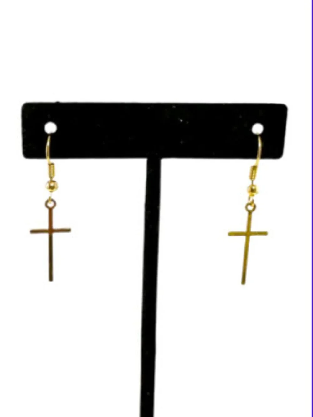 18K Gold Filled Cross Earrings Minimalist Christian Dangle Earrings